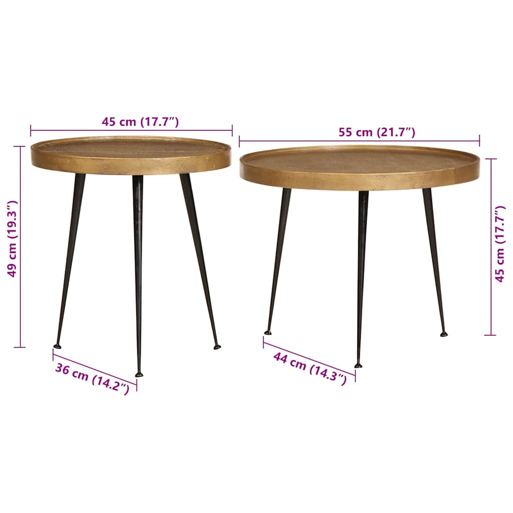 Salontafel 2 stuks Gouden bewerkt hout is nu te koop bij PeponiXL, paradijselijk wonen!