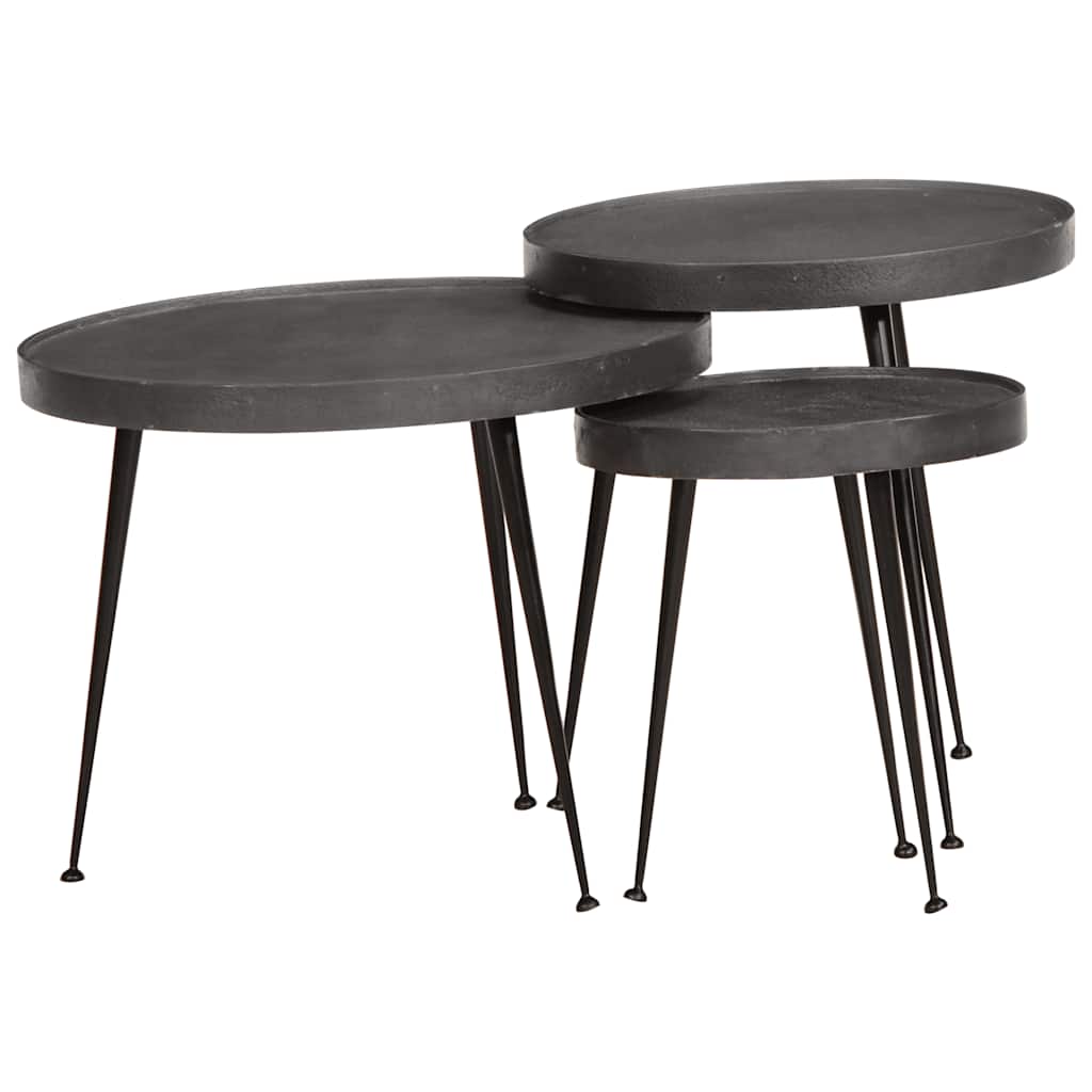 Salontafel 3 stuks Zwart bewerkt hout is nu te koop bij PeponiXL, paradijselijk wonen!