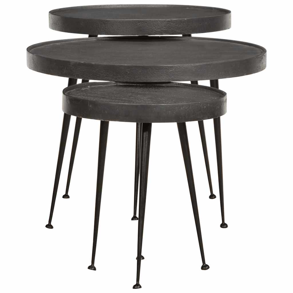 Salontafel 3 stuks Zwart bewerkt hout is nu te koop bij PeponiXL, paradijselijk wonen!