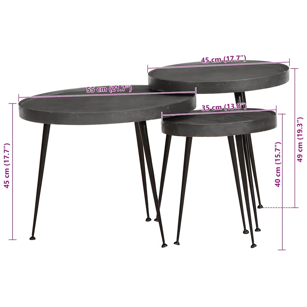 Salontafel 3 stuks Zwart bewerkt hout is nu te koop bij PeponiXL, paradijselijk wonen!