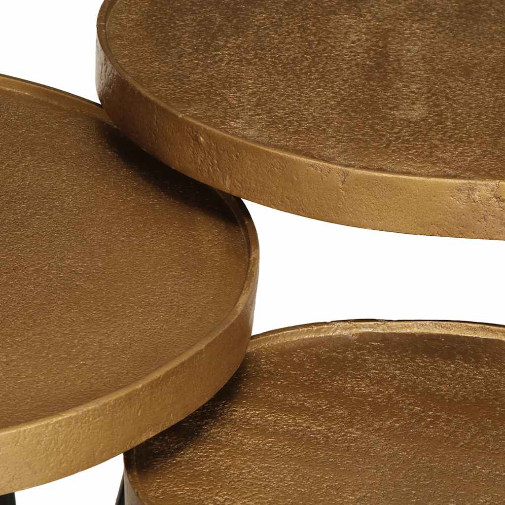 Salontafel 3 stuks Goudkleurig bewerkt hout is nu te koop bij PeponiXL, paradijselijk wonen!
