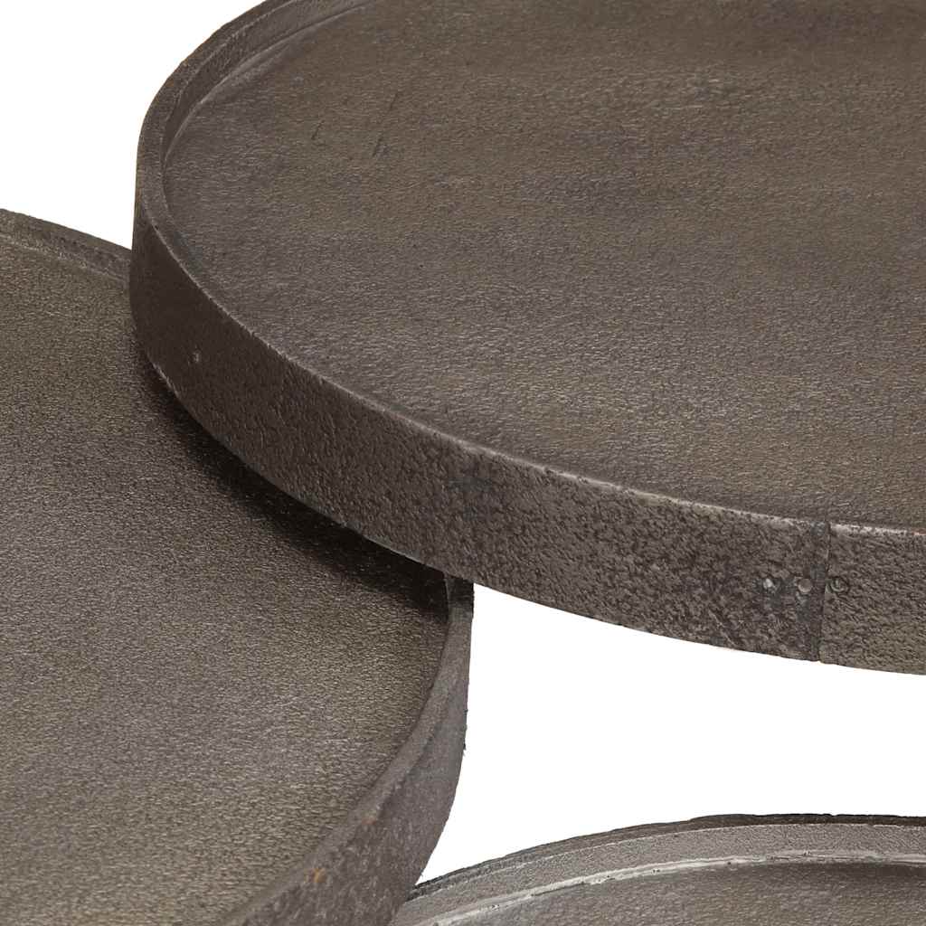 Salontafel 3 stuks zilverkleurig bewerkt hout is nu te koop bij PeponiXL, paradijselijk wonen!