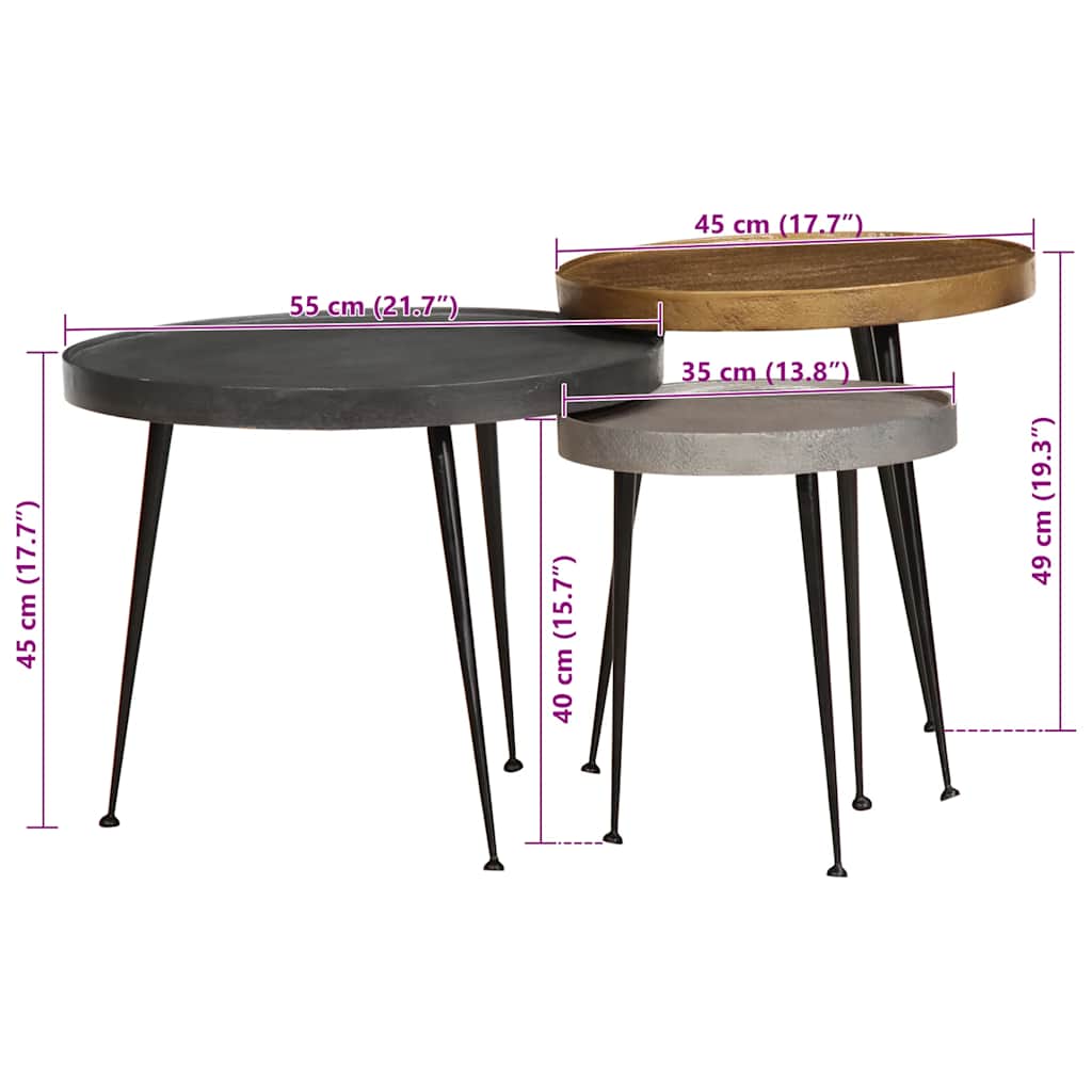 Salontafel 3 stuks Multicolor Engineered Wood is nu te koop bij PeponiXL, paradijselijk wonen!