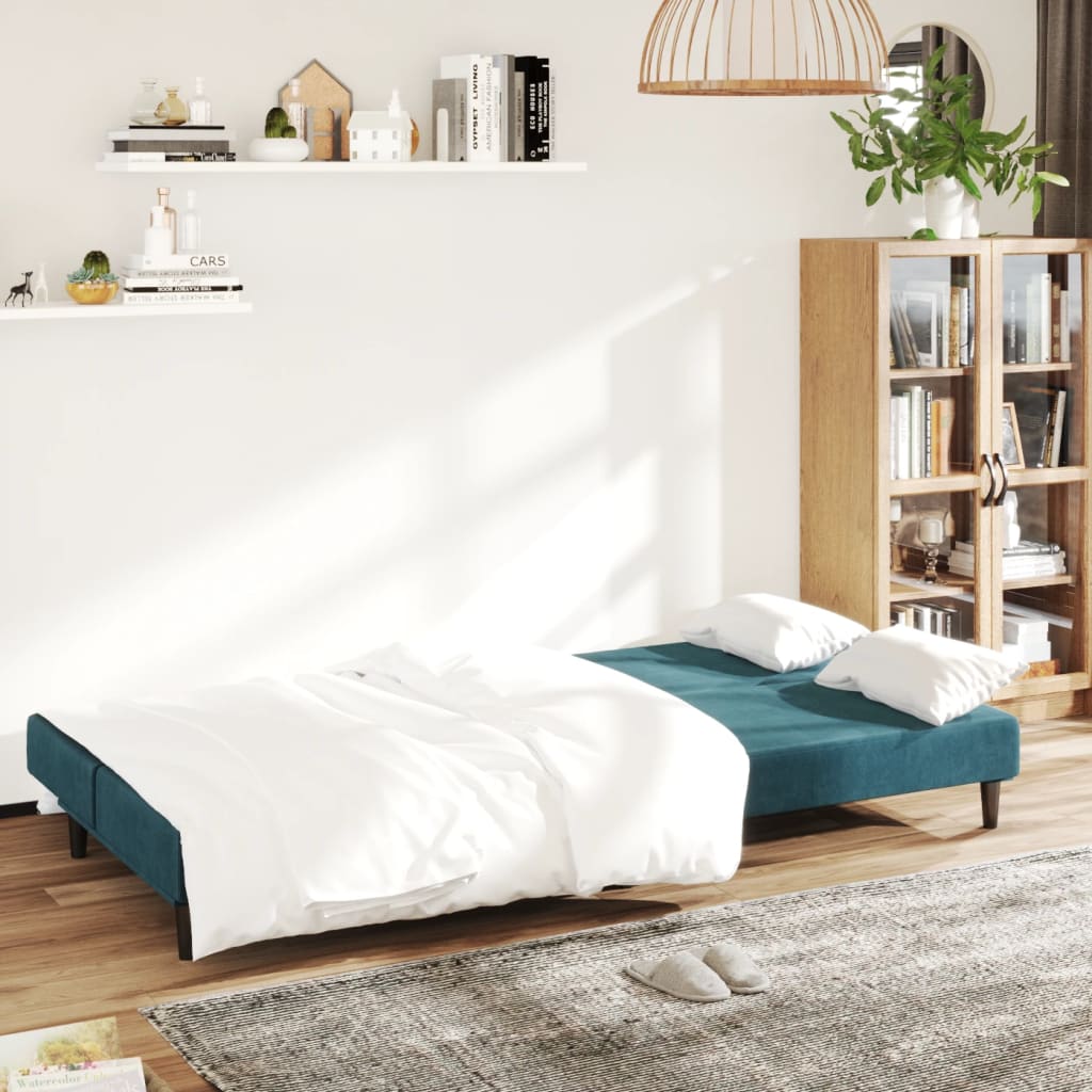 Slaapbank 2-zits fluweel blauw is nu te koop bij PeponiXL, paradijselijk wonen!