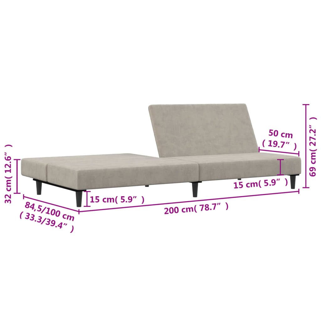 Slaapbank 2-zits fluweel lichtgrijs is nu te koop bij PeponiXL, paradijselijk wonen!