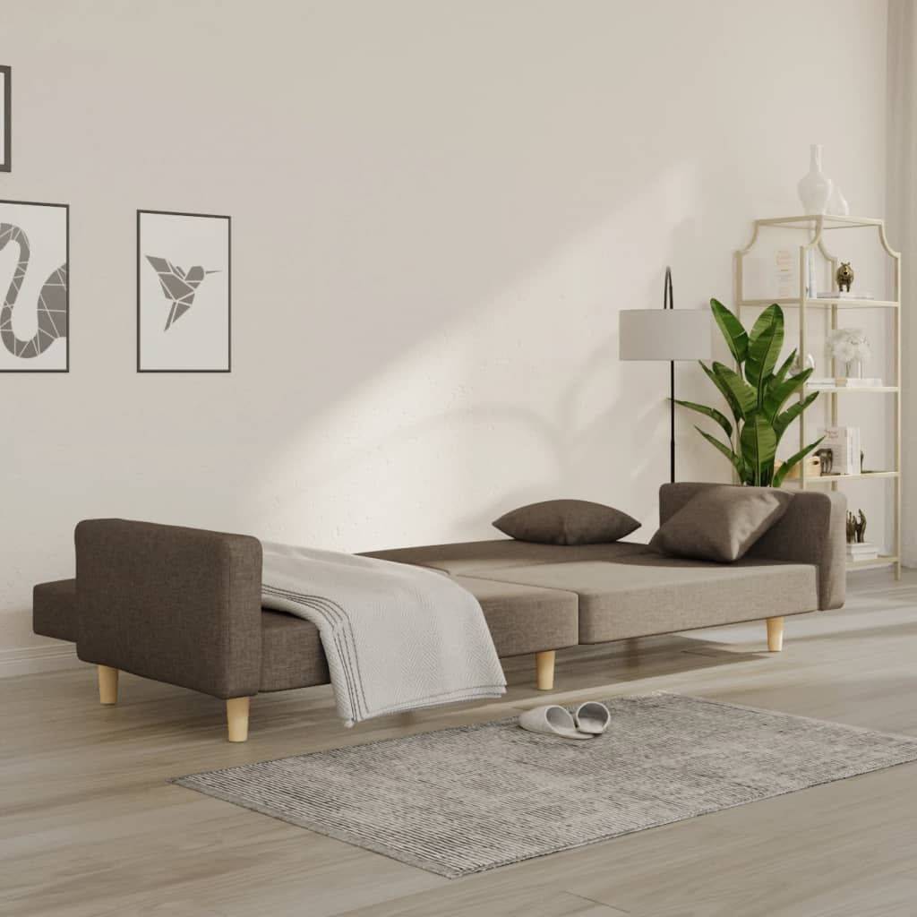 Slaapbank 2-zits met 2 kussens stof taupe is nu te koop bij PeponiXL, paradijselijk wonen!