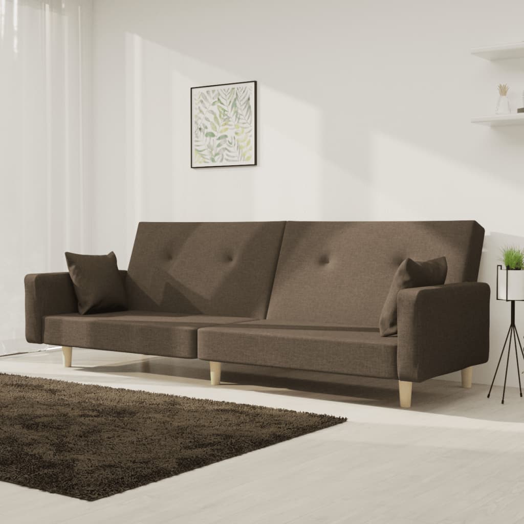 Slaapbank 2-zits met 2 kussens stof taupe is nu te koop bij PeponiXL, paradijselijk wonen!