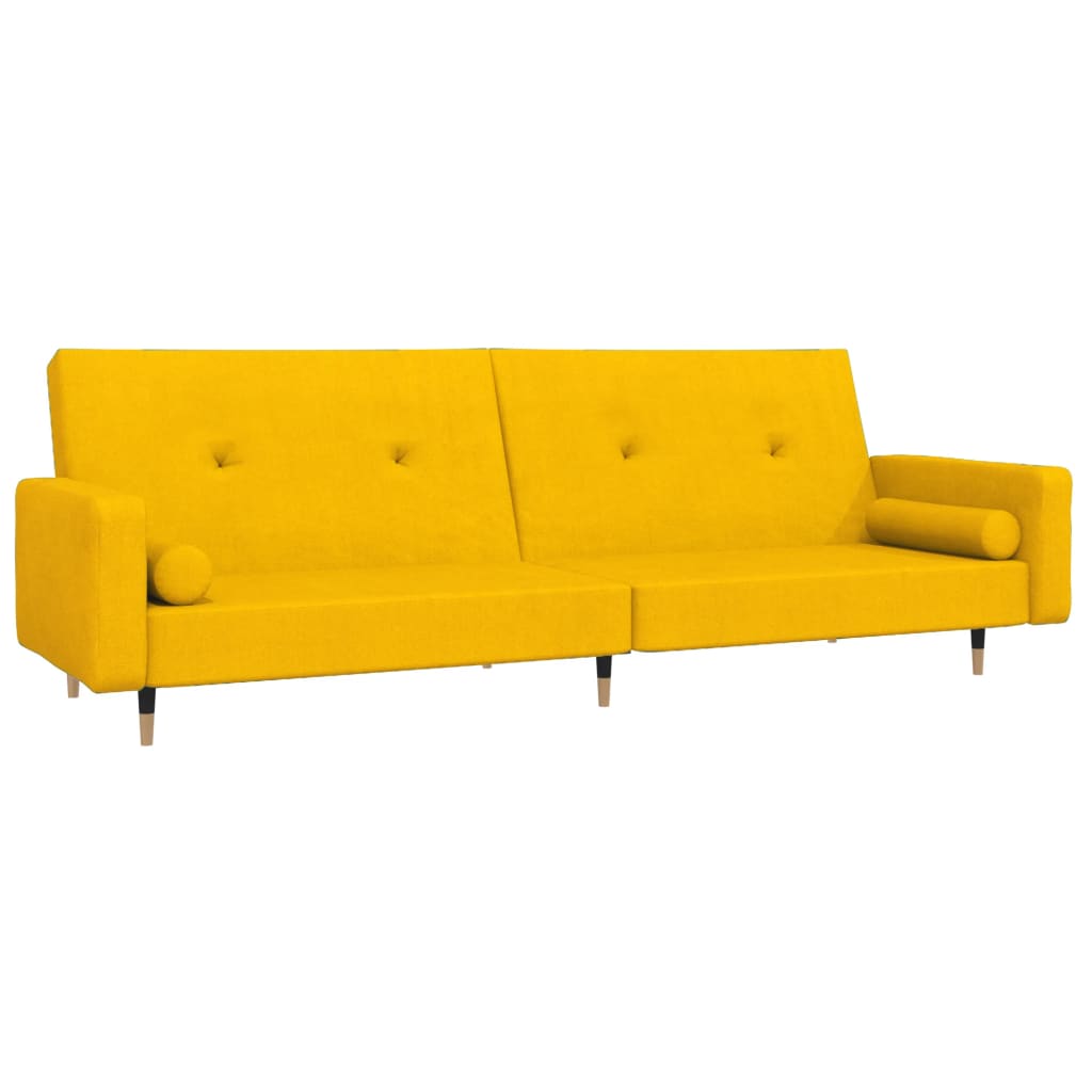 Slaapbank 2-zits met 2 kussens fluweel geel is nu te koop bij PeponiXL, paradijselijk wonen!