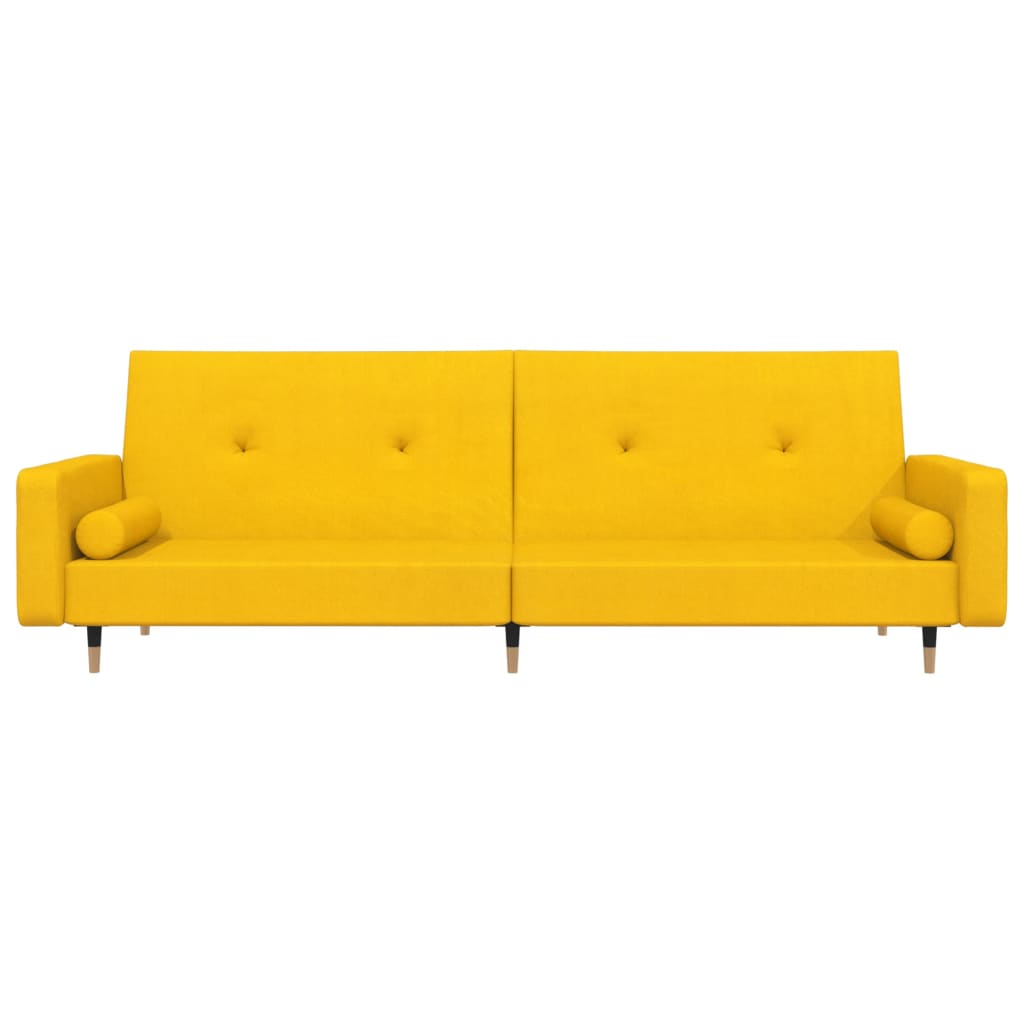 Slaapbank 2-zits met 2 kussens fluweel geel is nu te koop bij PeponiXL, paradijselijk wonen!