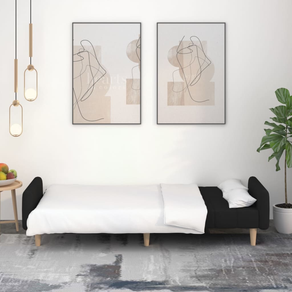 Slaapbank 2-zits stof zwart is nu te koop bij PeponiXL, paradijselijk wonen!