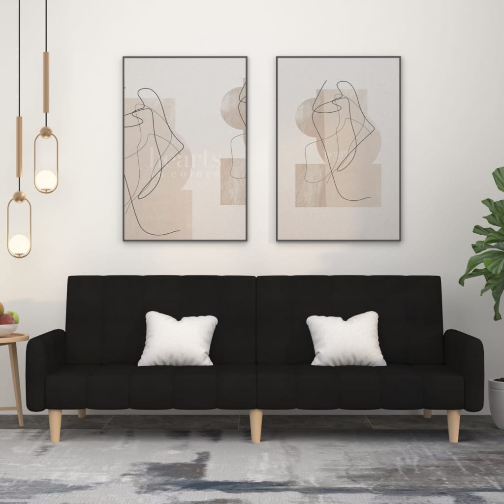 Slaapbank 2-zits stof zwart is nu te koop bij PeponiXL, paradijselijk wonen!