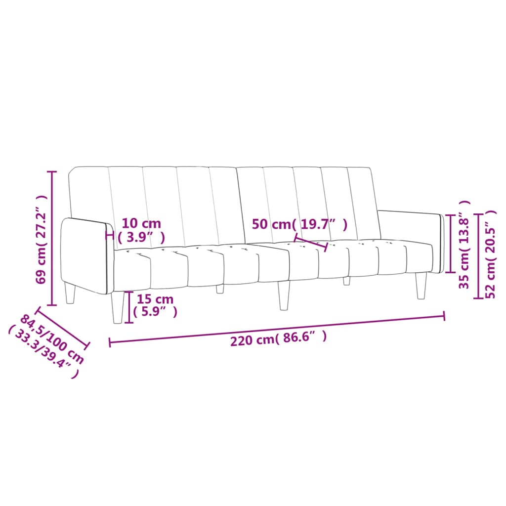 Slaapbank 2-zits fluweel lichtgrijs is nu te koop bij PeponiXL, paradijselijk wonen!