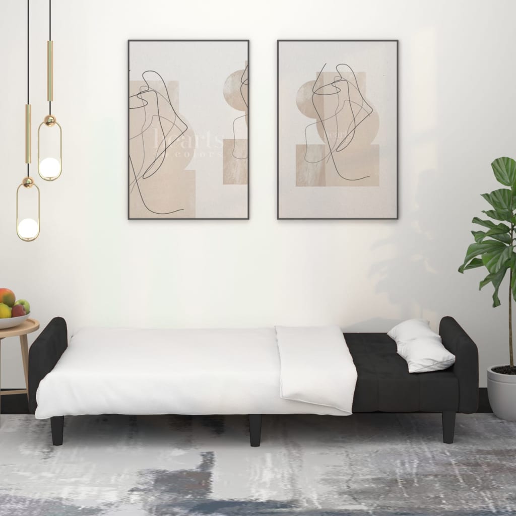 Slaapbank 2-zits fluweel zwart is nu te koop bij PeponiXL, paradijselijk wonen!