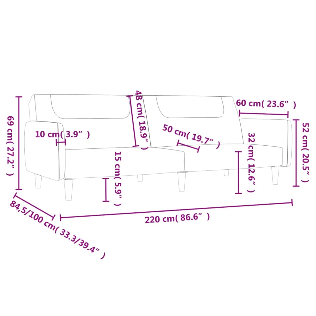 Slaapbank 2-zits stof lichtgrijs is nu te koop bij PeponiXL, paradijselijk wonen!