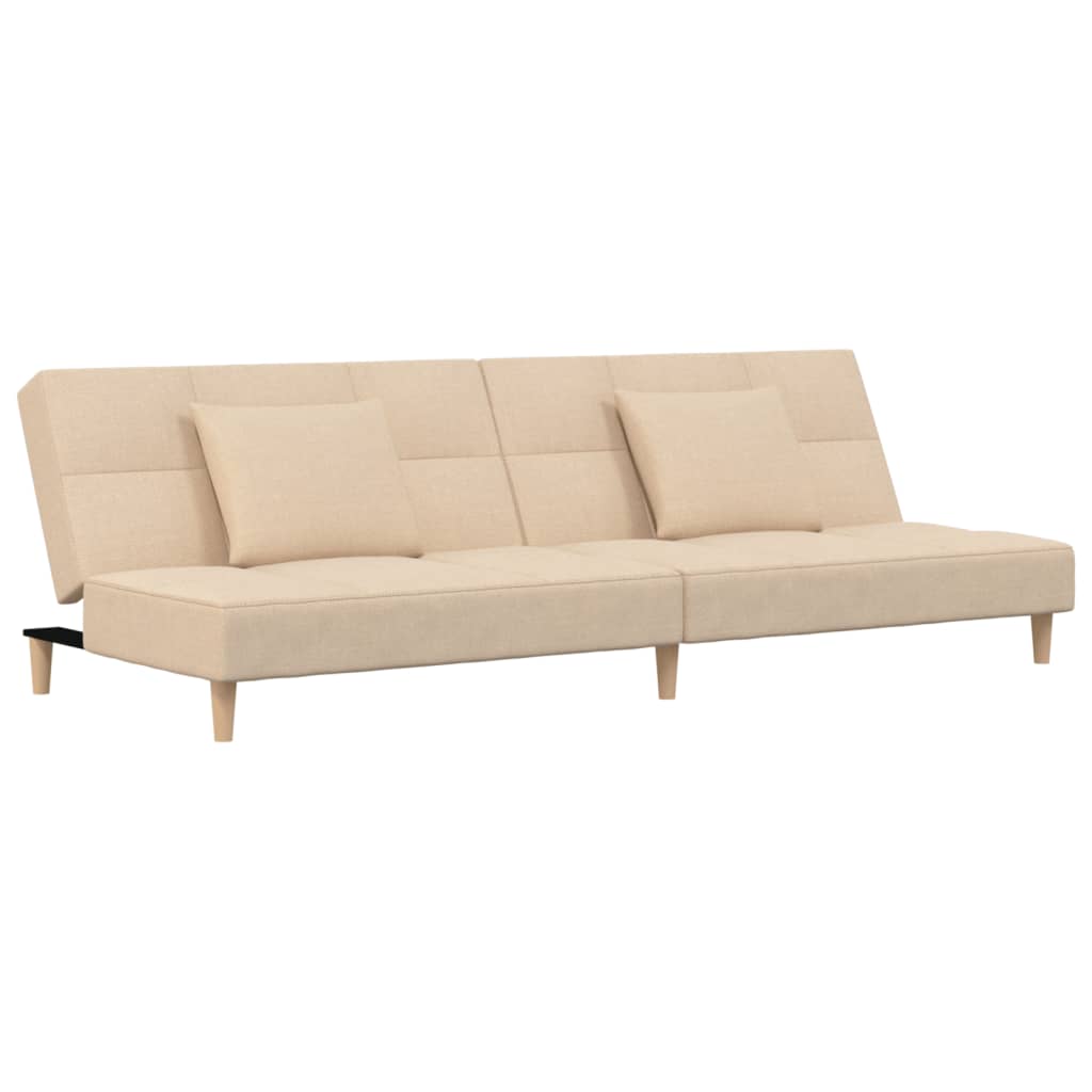 Slaapbank 2-zits met 2 kussens stof crèmekleurig is nu te koop bij PeponiXL, paradijselijk wonen!
