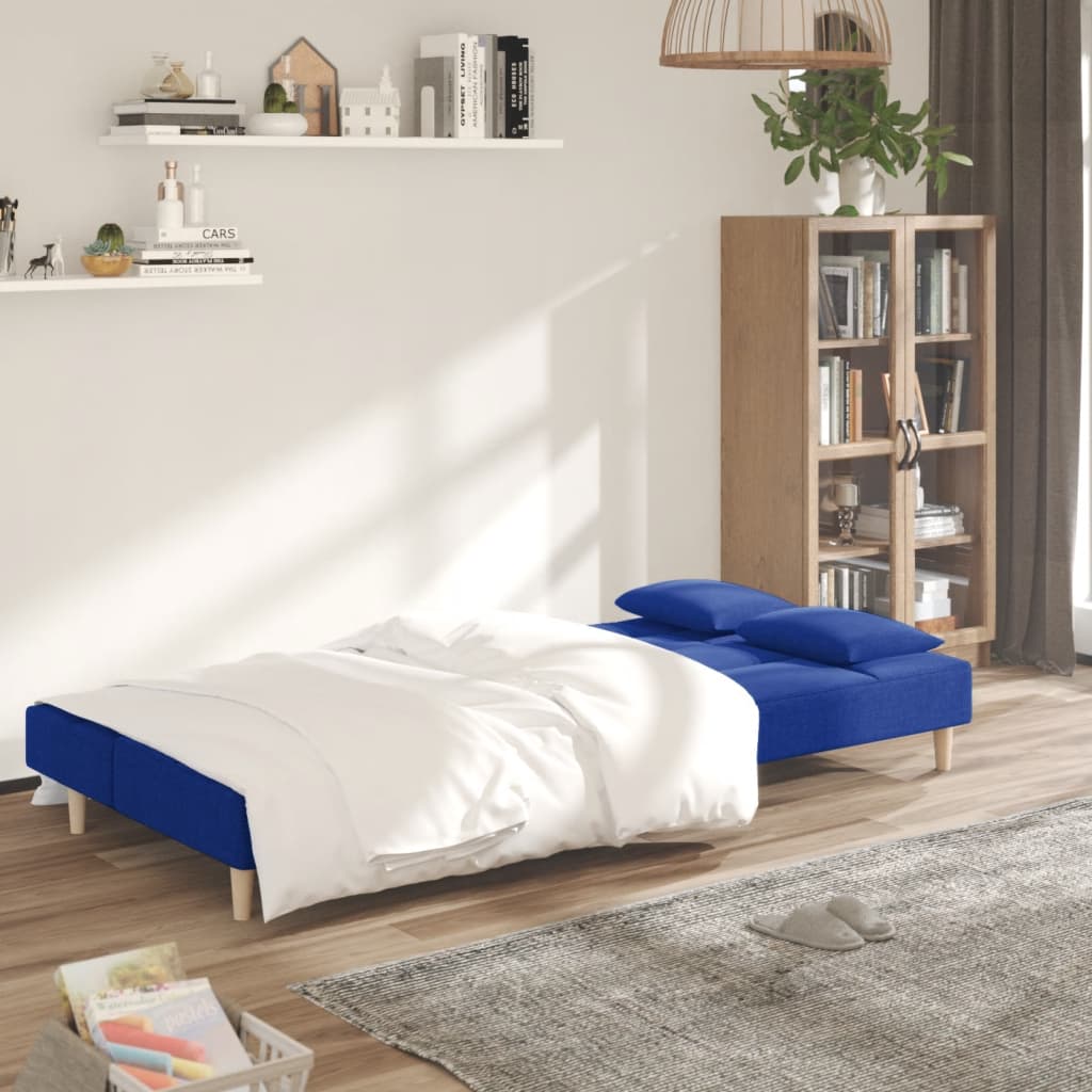 Slaapbank 2-zits met 2 kussens stof blauw is nu te koop bij PeponiXL, paradijselijk wonen!
