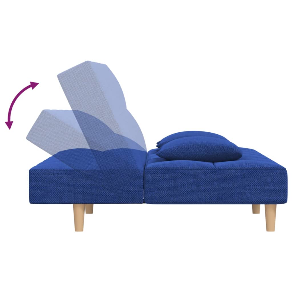 Slaapbank 2-zits met 2 kussens stof blauw is nu te koop bij PeponiXL, paradijselijk wonen!