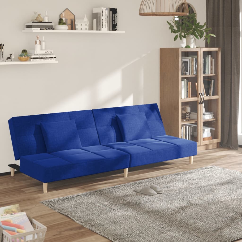 Slaapbank 2-zits met 2 kussens stof blauw is nu te koop bij PeponiXL, paradijselijk wonen!