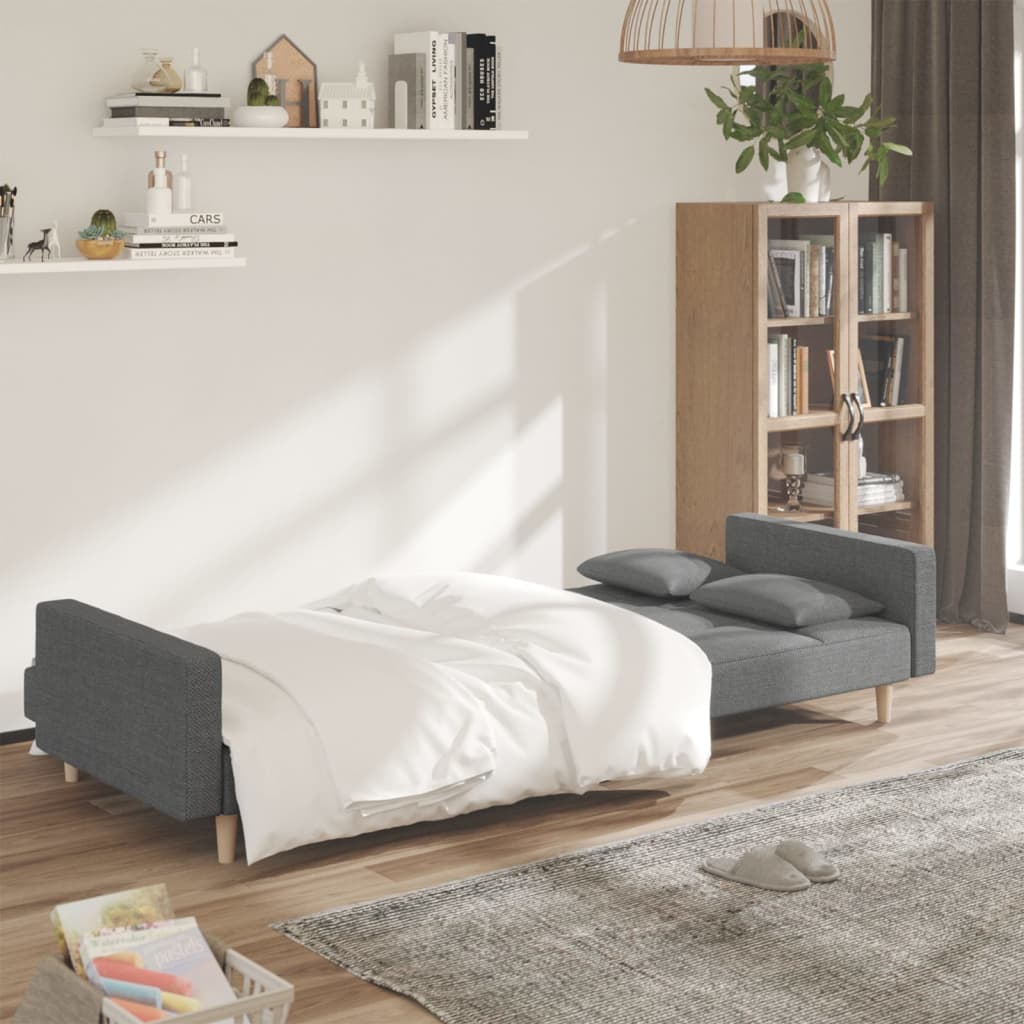 Slaapbank 2-zits met 2 kussens stof lichtgrijs is nu te koop bij PeponiXL, paradijselijk wonen!