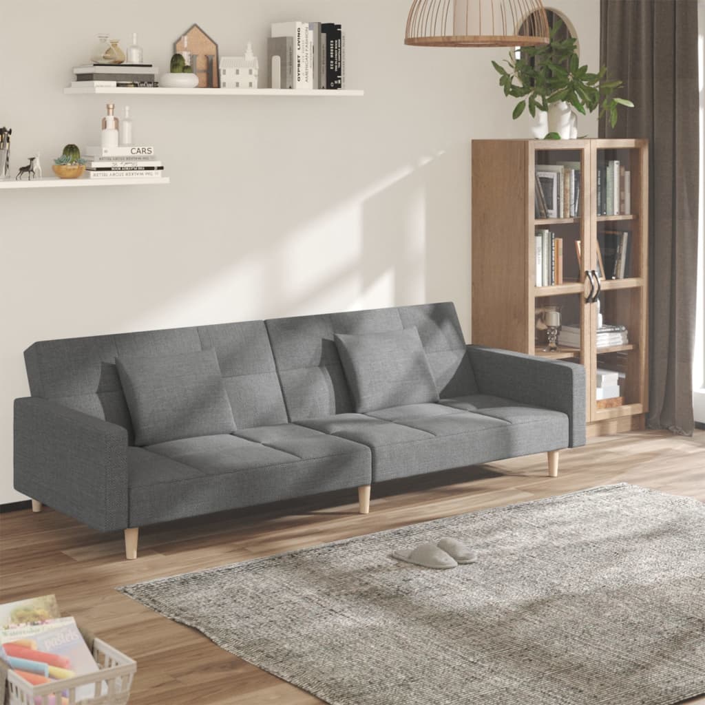 Slaapbank 2-zits met 2 kussens stof lichtgrijs is nu te koop bij PeponiXL, paradijselijk wonen!