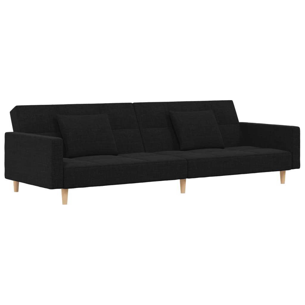 Slaapbank 2-zits met 2 kussens stof zwart is nu te koop bij PeponiXL, paradijselijk wonen!