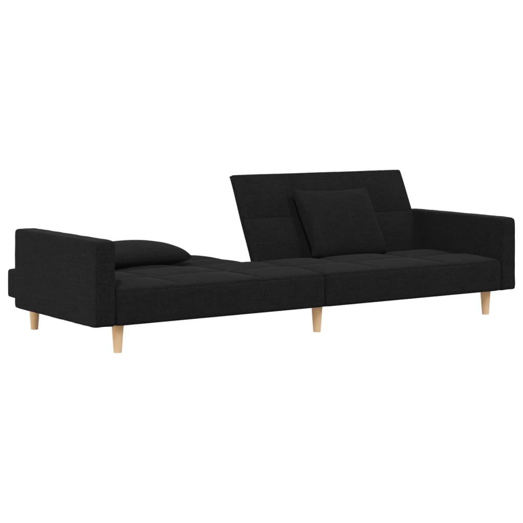 Slaapbank 2-zits met 2 kussens stof zwart is nu te koop bij PeponiXL, paradijselijk wonen!