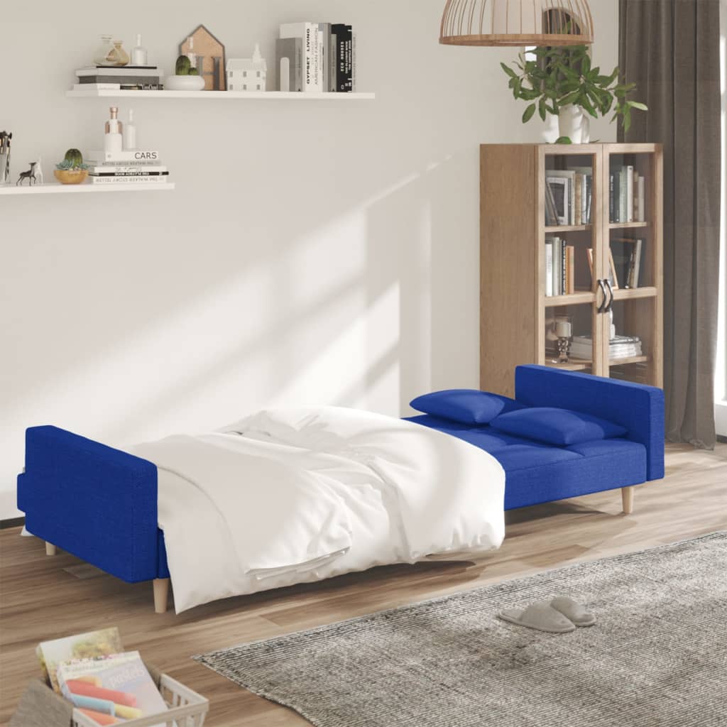 Slaapbank 2-zits met 2 kussens stof blauw is nu te koop bij PeponiXL, paradijselijk wonen!