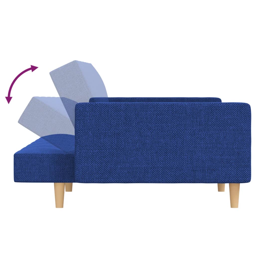 Slaapbank 2-zits met 2 kussens stof blauw is nu te koop bij PeponiXL, paradijselijk wonen!