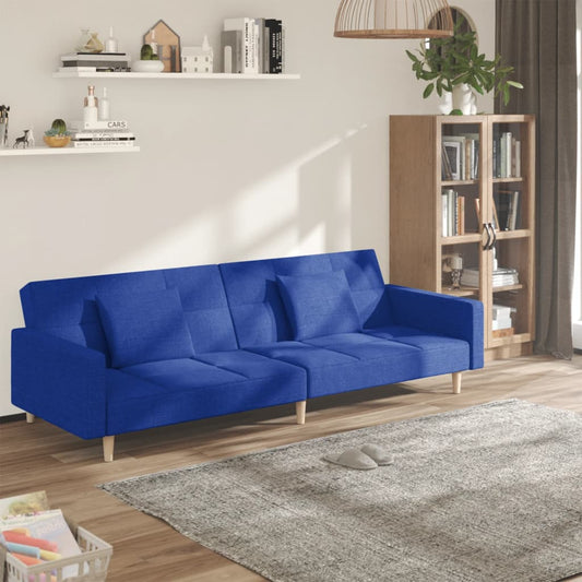 Slaapbank 2-zits met 2 kussens stof blauw is nu te koop bij PeponiXL, paradijselijk wonen!