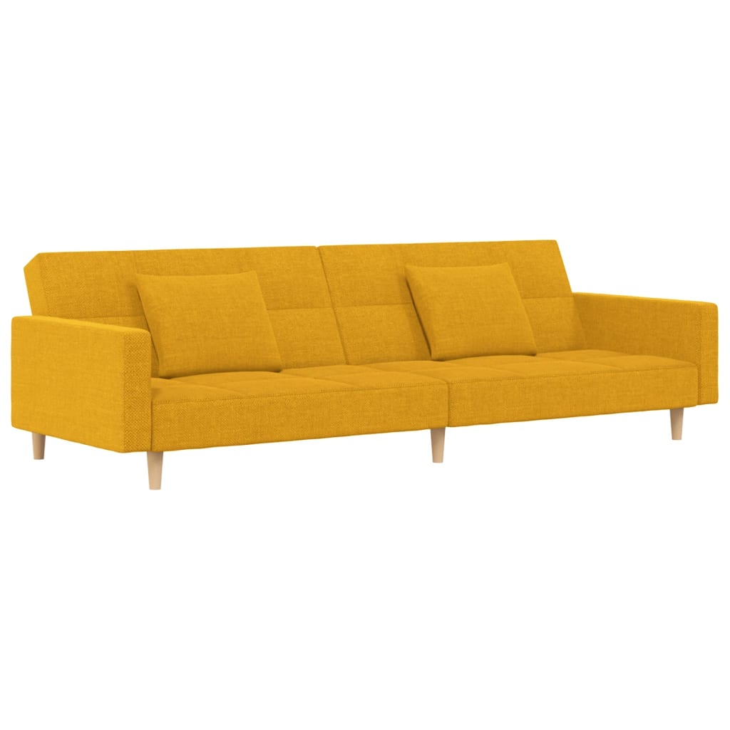 Slaapbank 2-zits met 2 kussens stof geel is nu te koop bij PeponiXL, paradijselijk wonen!
