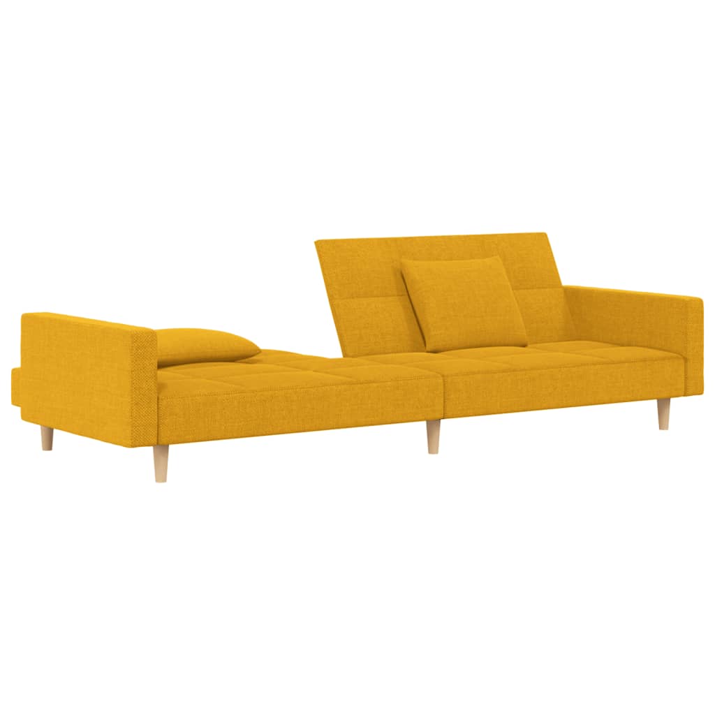 Slaapbank 2-zits met 2 kussens stof geel is nu te koop bij PeponiXL, paradijselijk wonen!