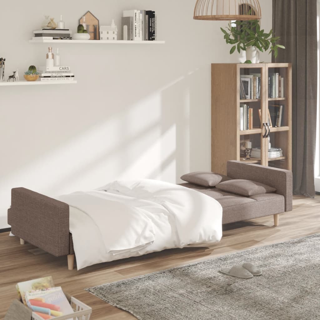 Slaapbank 2-zits met 2 kussens stof taupe is nu te koop bij PeponiXL, paradijselijk wonen!