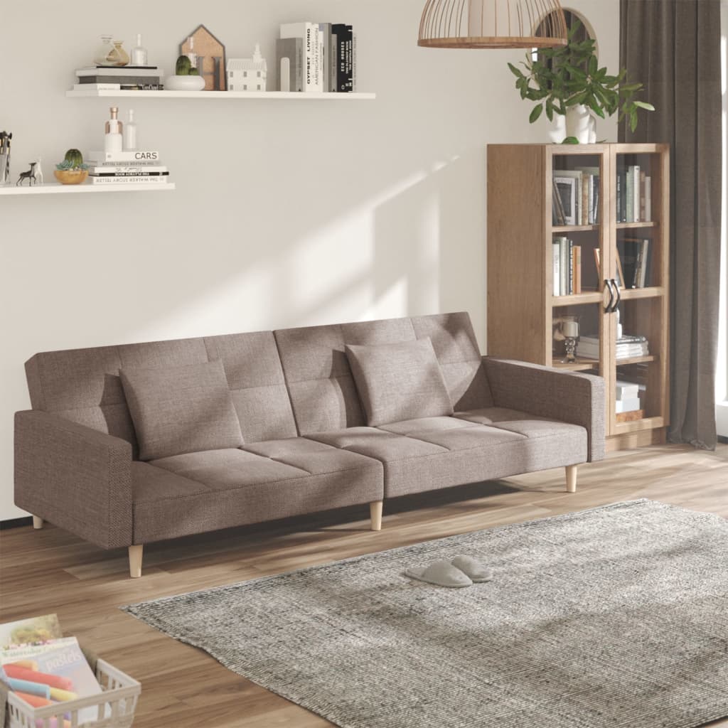 Slaapbank 2-zits met 2 kussens stof taupe is nu te koop bij PeponiXL, paradijselijk wonen!