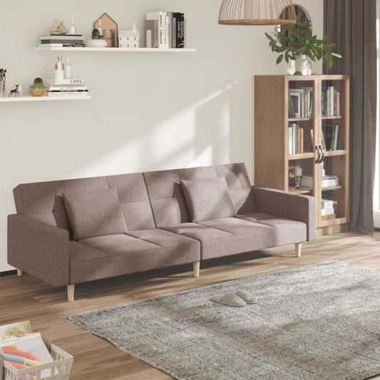 Slaapbank 2-zits met 2 kussens stof taupe is nu te koop bij PeponiXL, paradijselijk wonen!