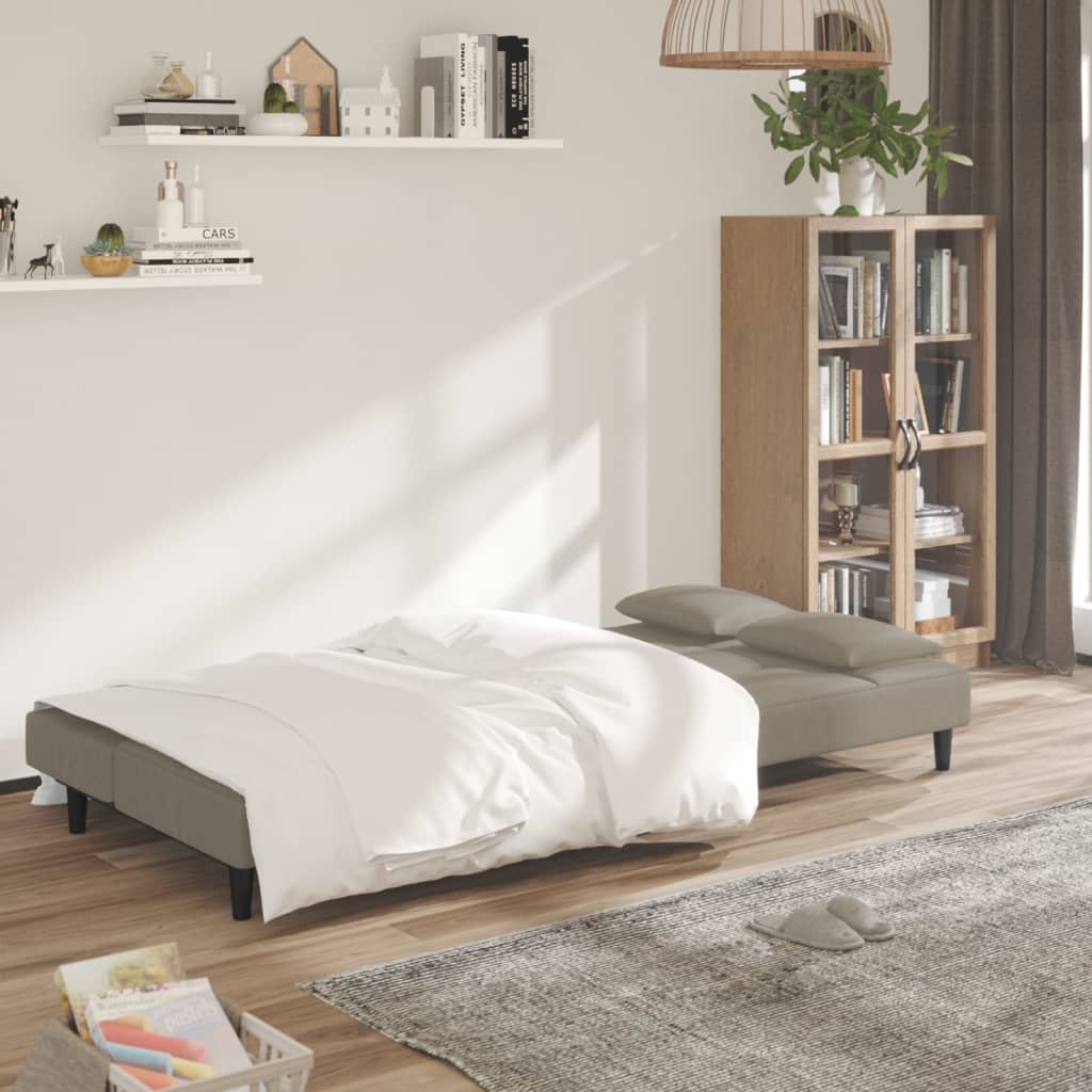 Slaapbank 2-zits met 2 kussens fluweel lichtgrijs is nu te koop bij PeponiXL, paradijselijk wonen!