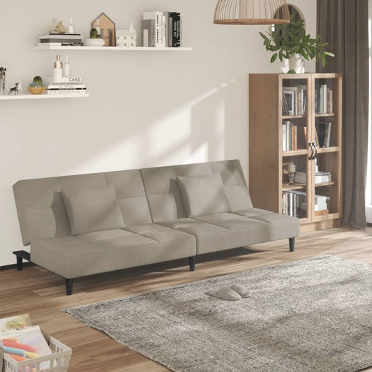 Slaapbank 2-zits met 2 kussens fluweel lichtgrijs is nu te koop bij PeponiXL, paradijselijk wonen!