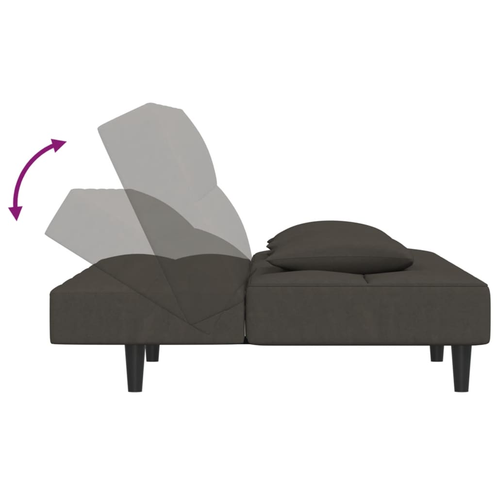 Slaapbank 2-zits met 2 kussens fluweel donkergrijs is nu te koop bij PeponiXL, paradijselijk wonen!