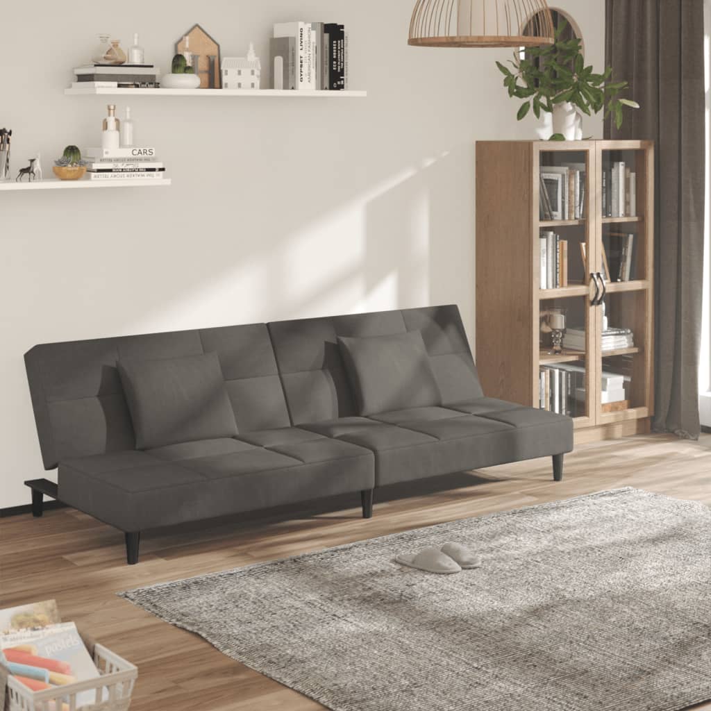 Slaapbank 2-zits met 2 kussens fluweel donkergrijs is nu te koop bij PeponiXL, paradijselijk wonen!