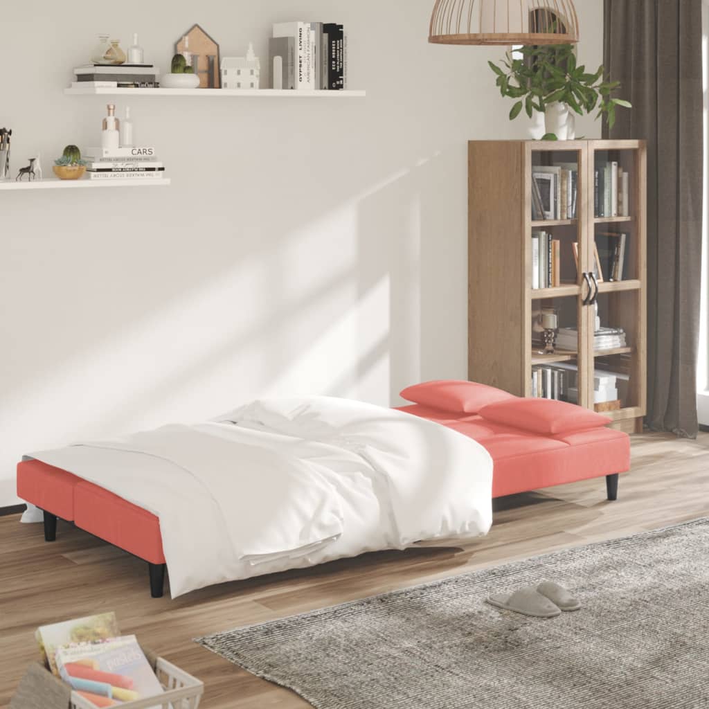 Slaapbank 2-zits met 2 kussens fluweel roze is nu te koop bij PeponiXL, paradijselijk wonen!