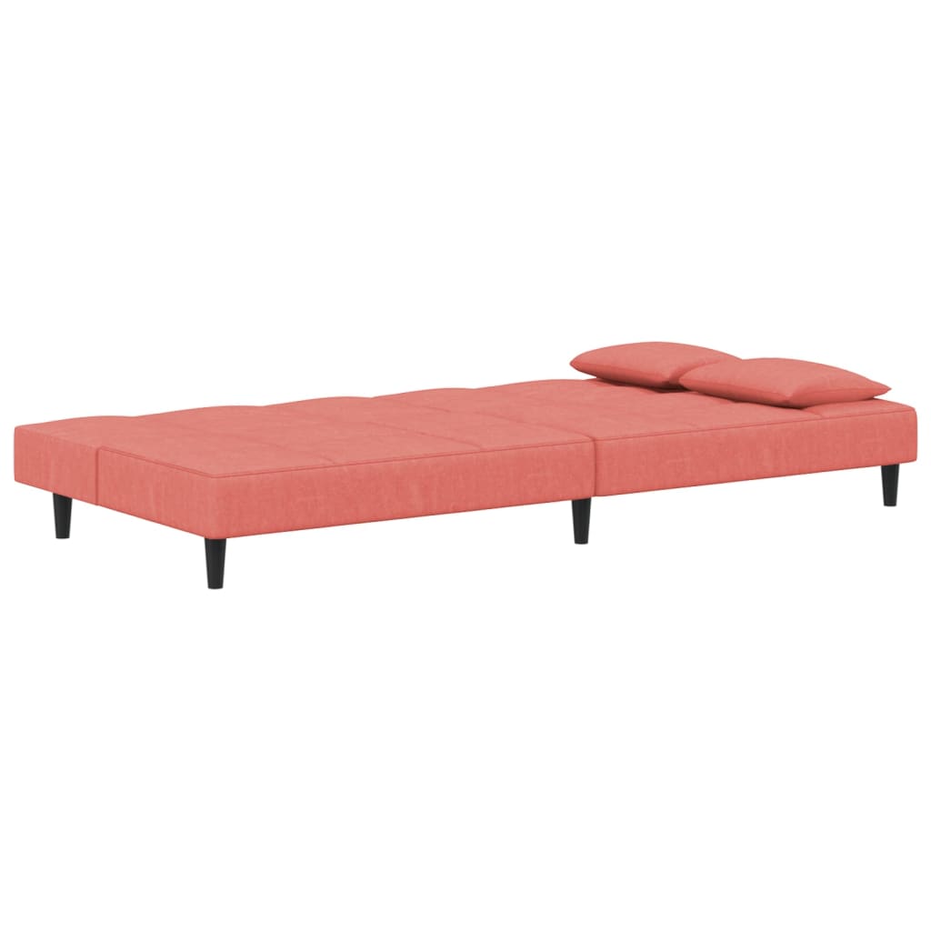 Slaapbank 2-zits met 2 kussens fluweel roze is nu te koop bij PeponiXL, paradijselijk wonen!