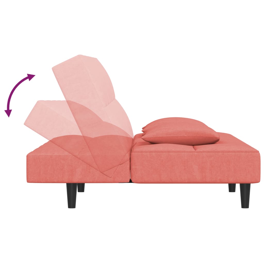 Slaapbank 2-zits met 2 kussens fluweel roze is nu te koop bij PeponiXL, paradijselijk wonen!