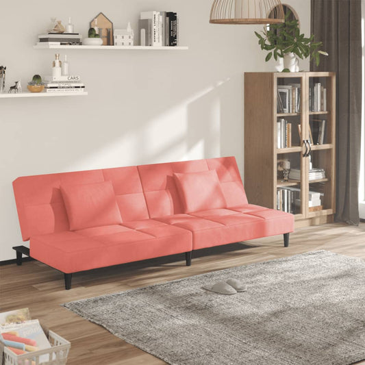 Slaapbank 2-zits met 2 kussens fluweel roze is nu te koop bij PeponiXL, paradijselijk wonen!