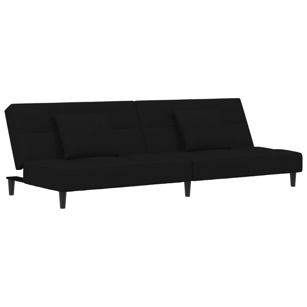 Slaapbank 2-zits met 2 kussens fluweel zwart is nu te koop bij PeponiXL, paradijselijk wonen!