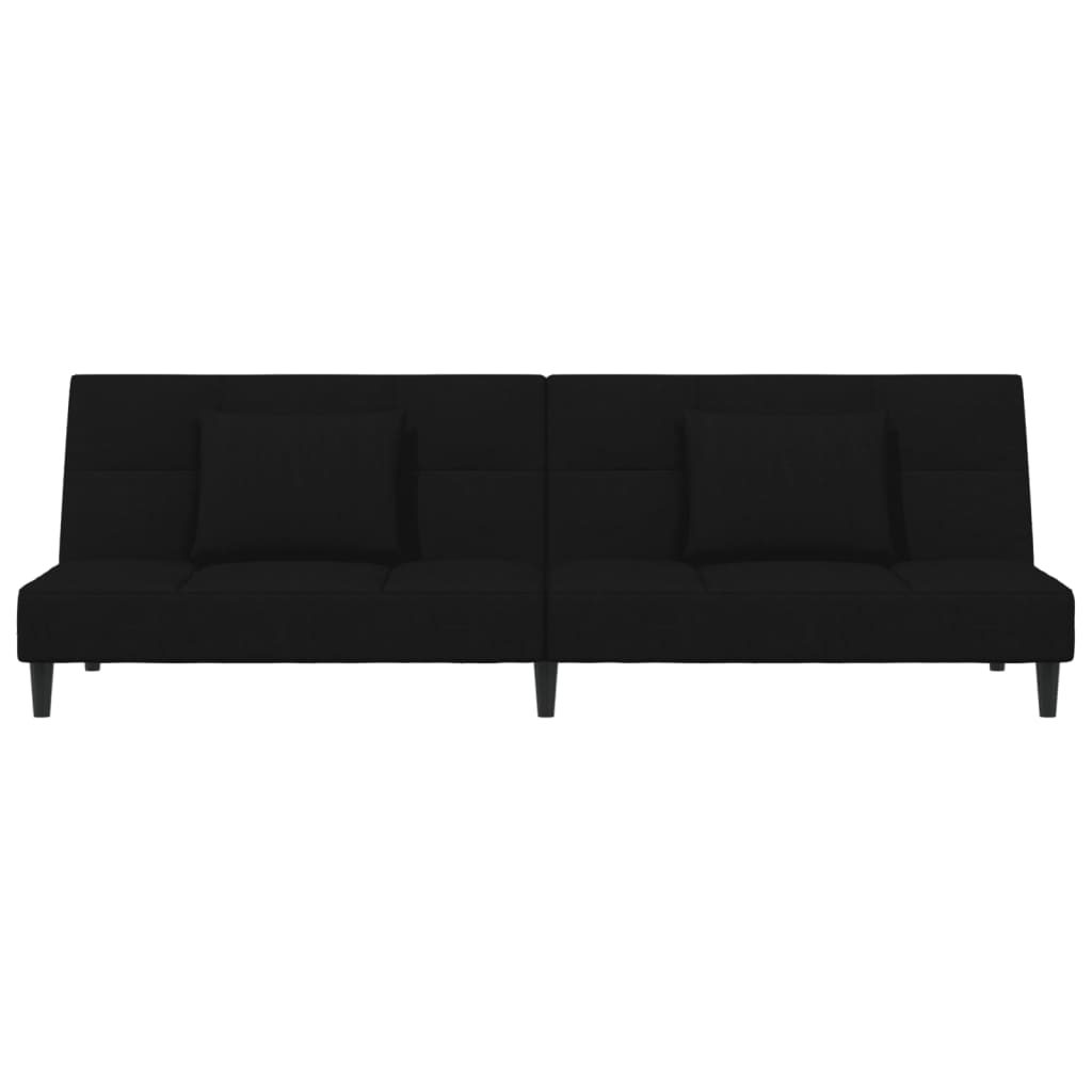Slaapbank 2-zits met 2 kussens fluweel zwart is nu te koop bij PeponiXL, paradijselijk wonen!
