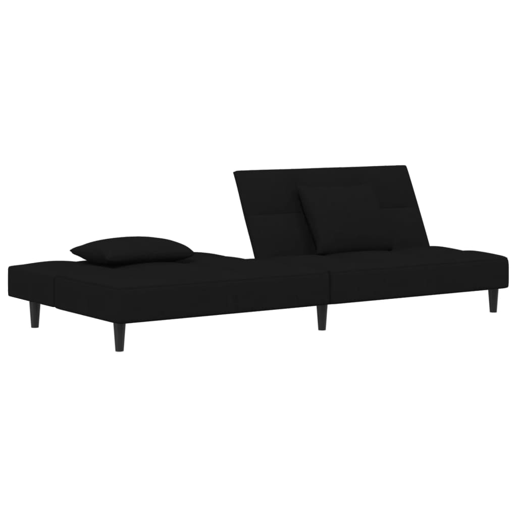 Slaapbank 2-zits met 2 kussens fluweel zwart is nu te koop bij PeponiXL, paradijselijk wonen!