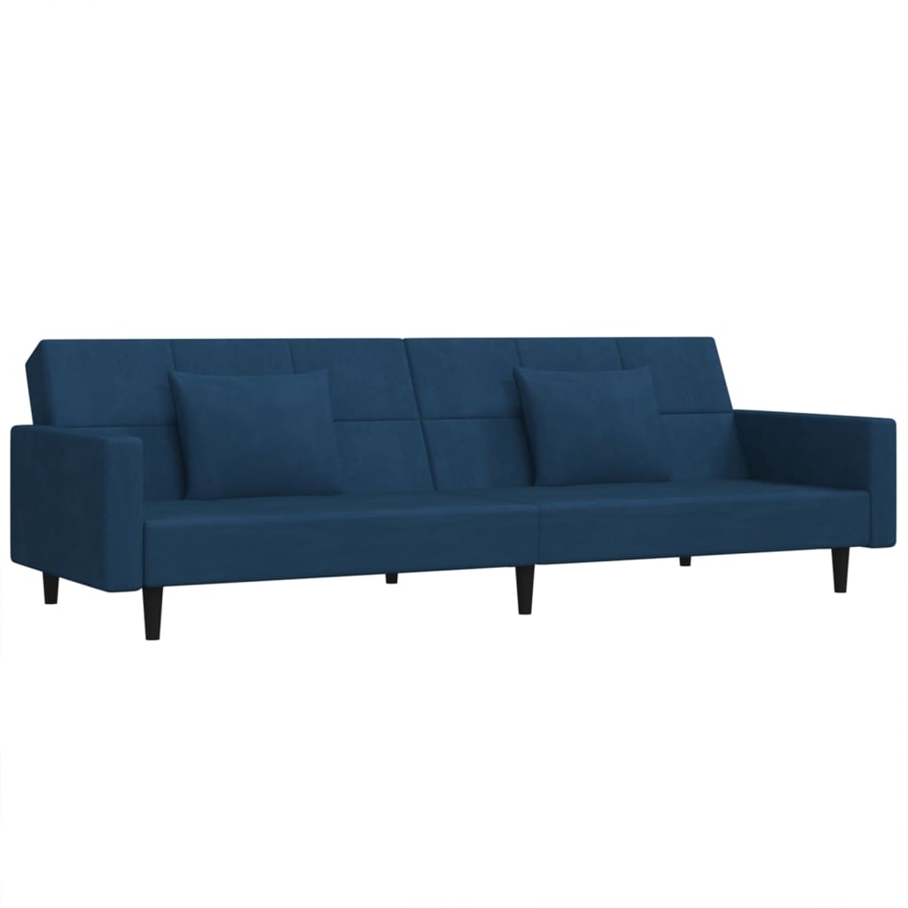 Slaapbank 2-zits met 2 kussens fluweel blauw is nu te koop bij PeponiXL, paradijselijk wonen!