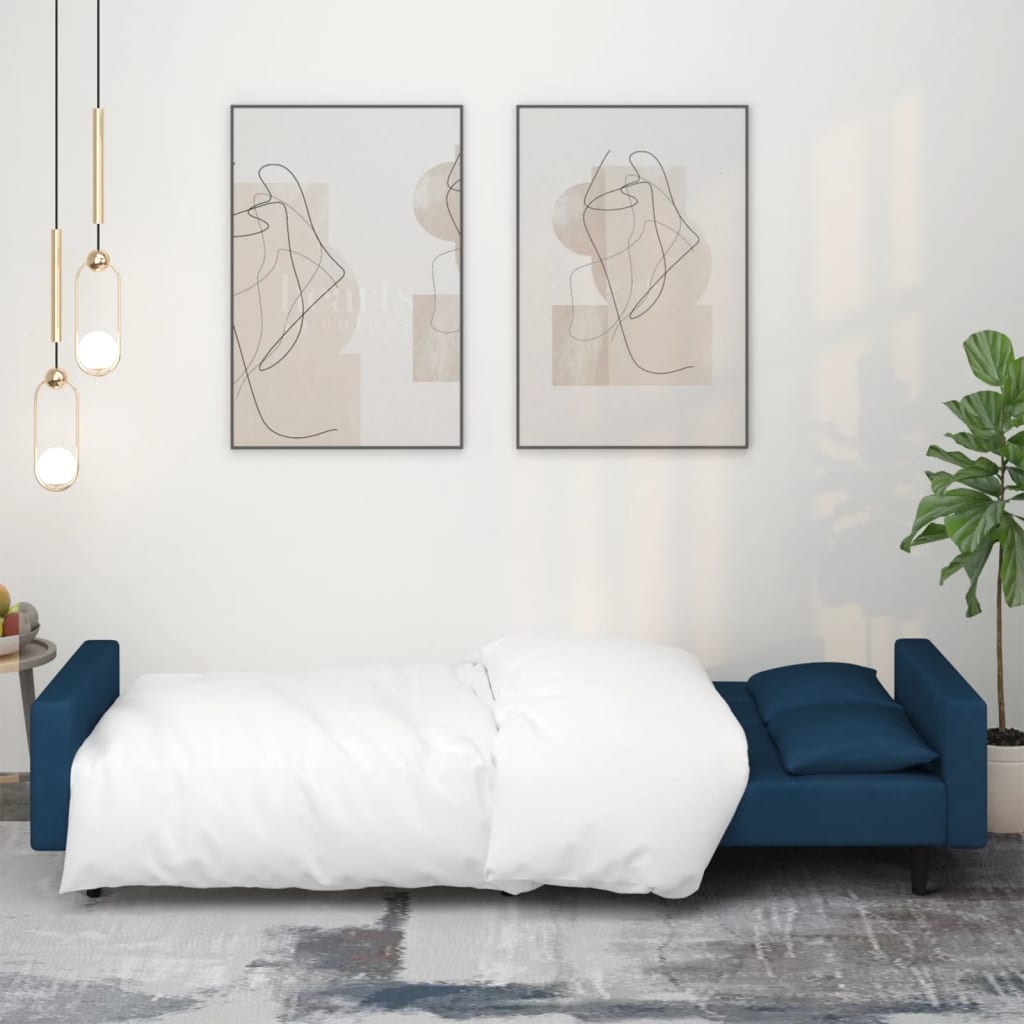 Slaapbank 2-zits met 2 kussens fluweel blauw is nu te koop bij PeponiXL, paradijselijk wonen!