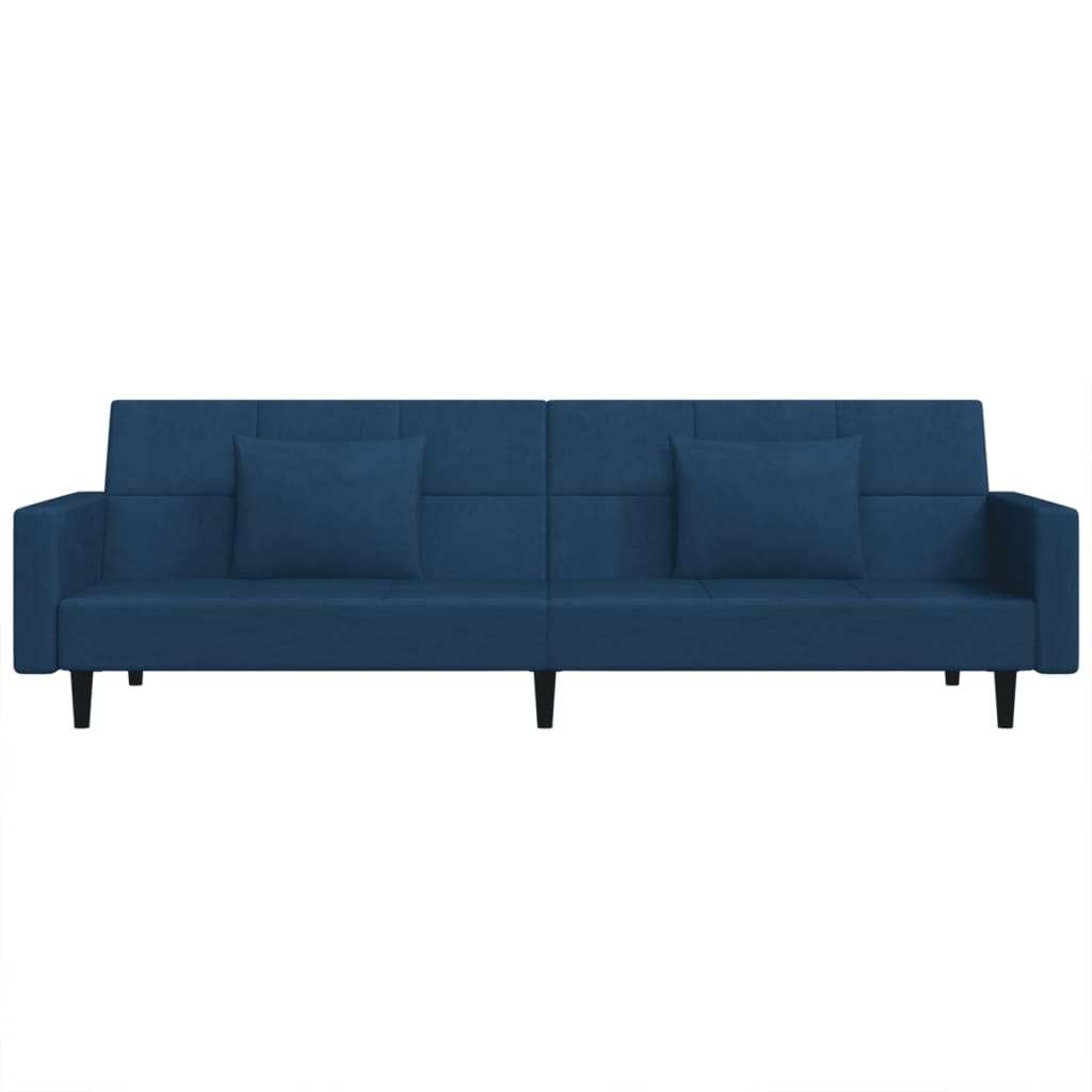 Slaapbank 2-zits met 2 kussens fluweel blauw is nu te koop bij PeponiXL, paradijselijk wonen!