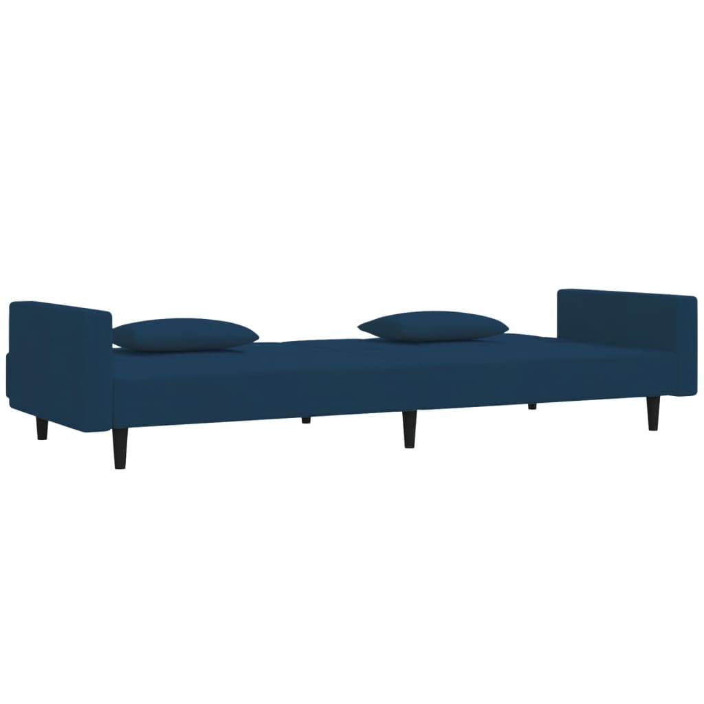 Slaapbank 2-zits met 2 kussens fluweel blauw is nu te koop bij PeponiXL, paradijselijk wonen!