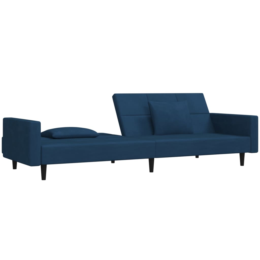 Slaapbank 2-zits met 2 kussens fluweel blauw is nu te koop bij PeponiXL, paradijselijk wonen!
